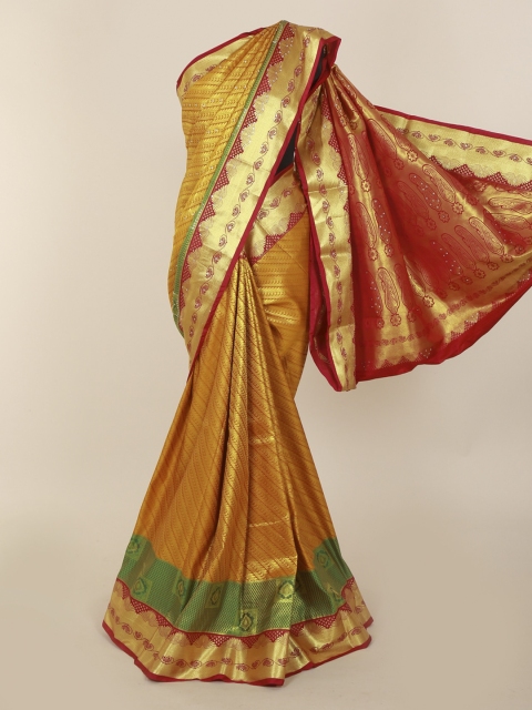

Pothys Mustard Pure Silk Woven Design Kanjeevaram Saree