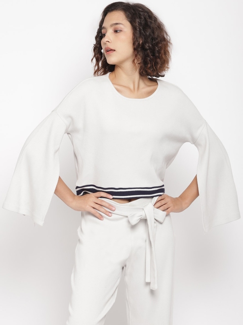 

LA LOFT Women Off-White Solid Top