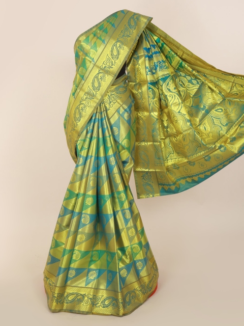 

Pothys Green Pure Silk Printed Kanjeevaram Saree