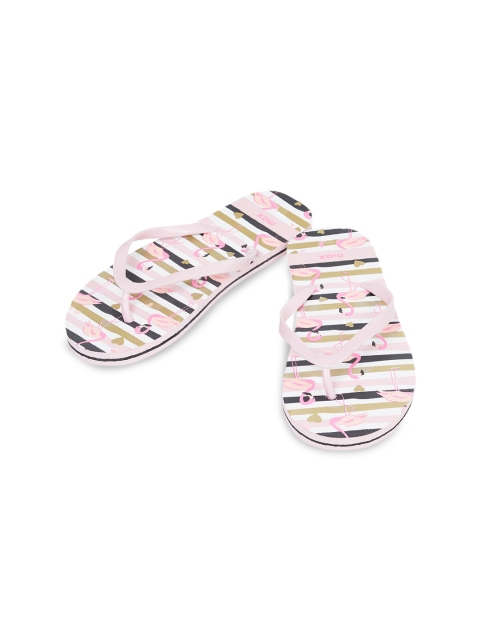 

max Women Pink & Green Printed Thong Flip-Flops