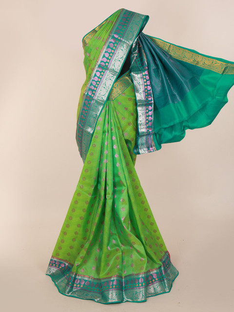 

Pothys Green & Blue Pure Silk Woven Design Kanjeevaram Saree