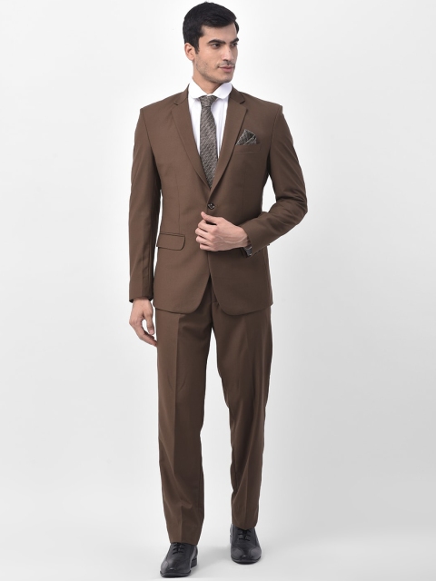 

LUXURAZI Men Rust Brown Solid Single-Breasted Tailored-Fit Two-Piece Suit