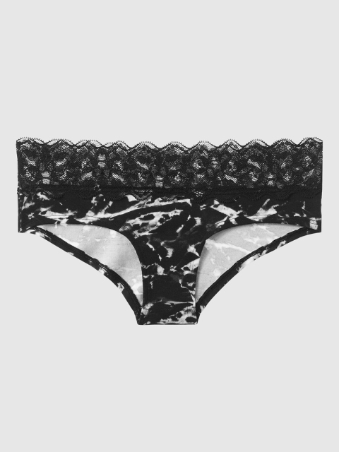

La Senza Women Black & White Printed Lace Remix Cotton Hipster Briefs-11118700-3Y28