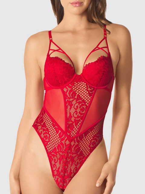 

La Senza Women Red Self-Design Sleep Bodysuit