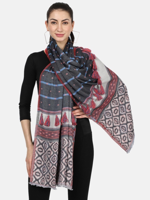 

Monte Carlo Women Grey & Pink Printed Stole