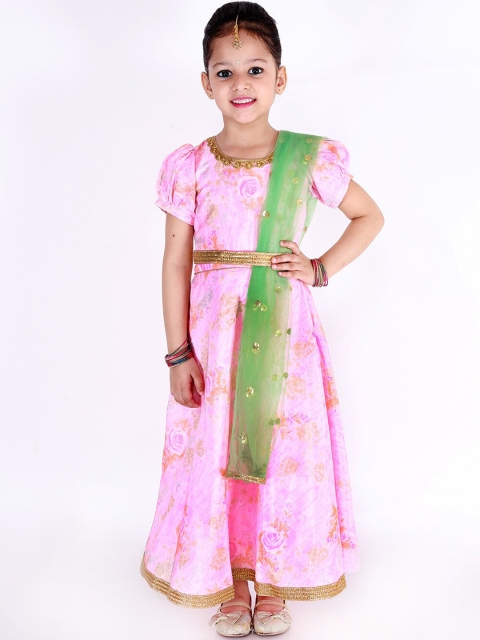 

KID1 Girls Pink Printed Maxi Dress