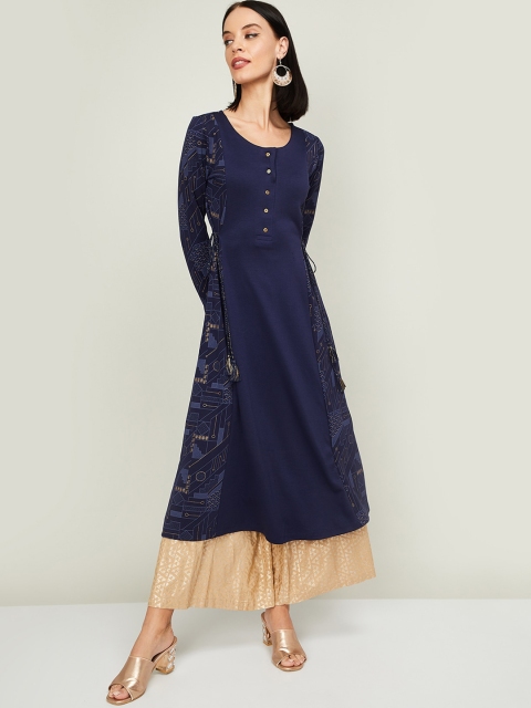 

Melange by Lifestyle Women Navy Blue Woven Design Anarkali Kurta