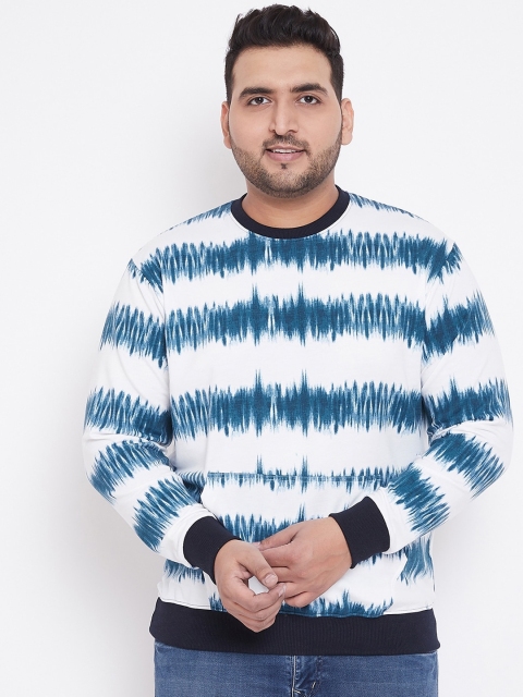 

bigbanana Men White & Blue Striped Sweatshirt
