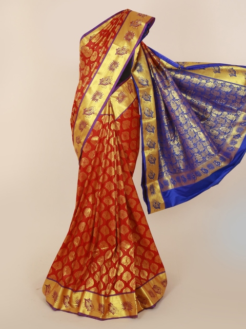 

Pothys Maroon & Purple Pure Silk Woven Design Kanjeevaram Saree