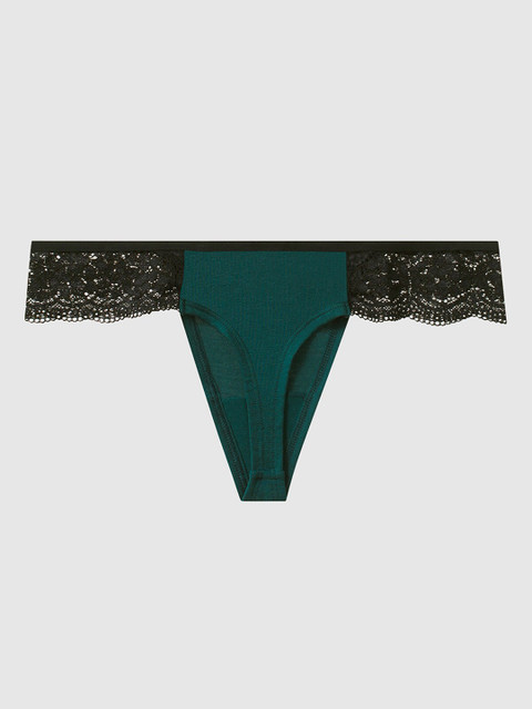 

La Senza Green & Black Solid Remix Ultrasoft Lace Thongs 11139257-4BDZ