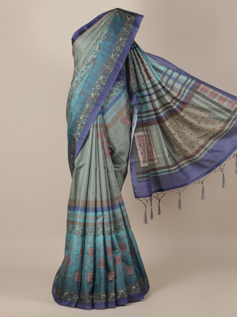 

Pothys Multicoloured Printed Jute Silk Saree, Multi