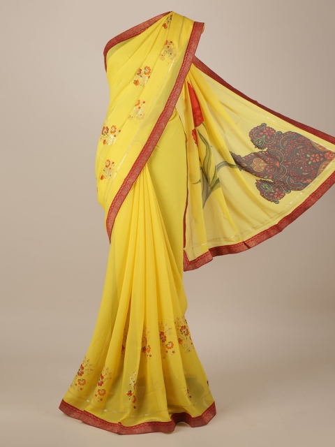 

Pothys Yellow & Red Poly Georgette Printed Saree