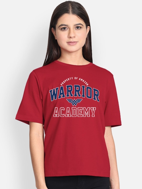 Free Authority Wonder Woman Print Red Tshirt for Women