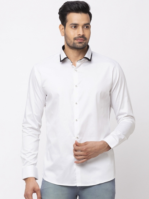 

mode de base Men White Slim Fit Solid Casual Shirt