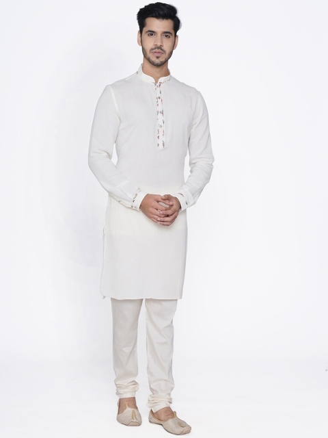 

Manyavar Men Cream-Coloured Yoke Design Kurta with Churidar and Jacket