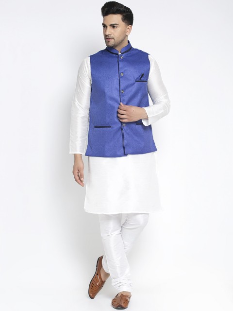 

Benstoke Men White Solid Kurta with Churidar