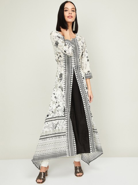 

Melange by Lifestyle Women Off-White Checked Anarkali Kurta