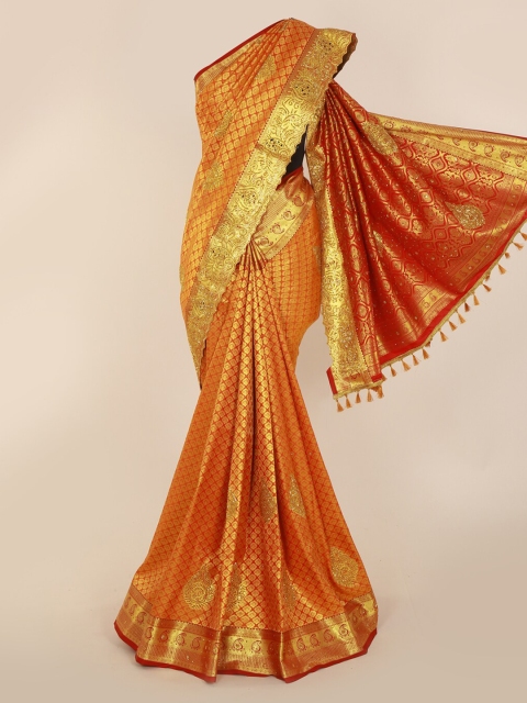 

Pothys Orange Pure Silk Woven Design Kanjeevaram Saree