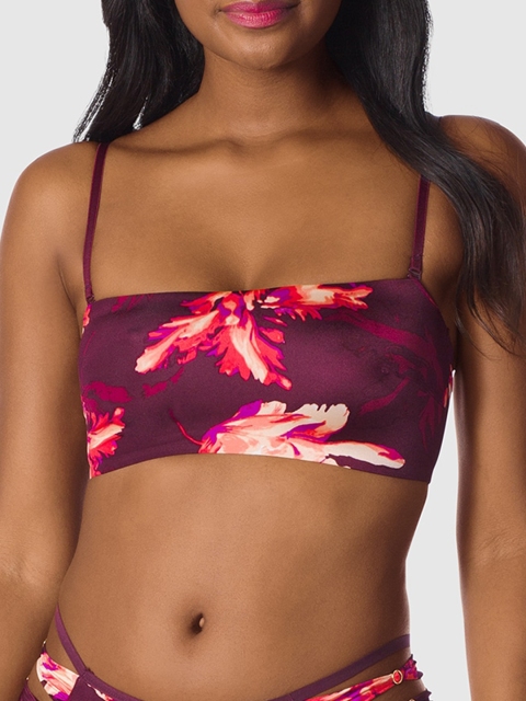 La Senza Women Purple & Pink Printed Non-Padded Non-Wired Bandeau Bra 11157071-4OCP