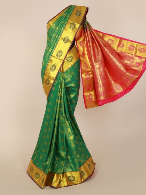 

Pothys Green Pure Silk Woven Design Kanjeevaram Saree
