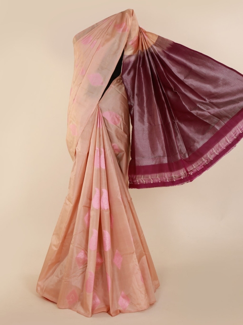 

Pothys Peach-Coloured Pure Silk Embroidered Kanjeevaram Saree