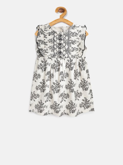 

Cherry Crumble Girls White Printed Fit and Flare Dress