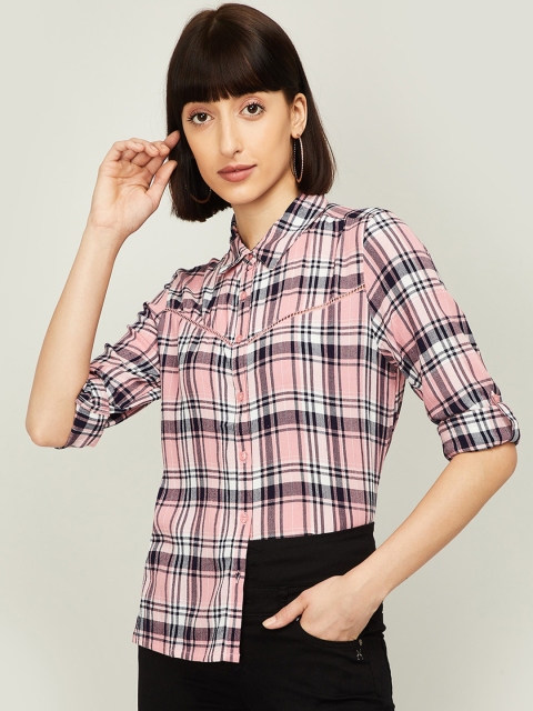 

Fame Forever by Lifestyle Women Pink Regular Fit Checked Casual Shirt
