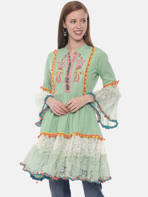 

Neerus Women Green Printed A-Line Kurta