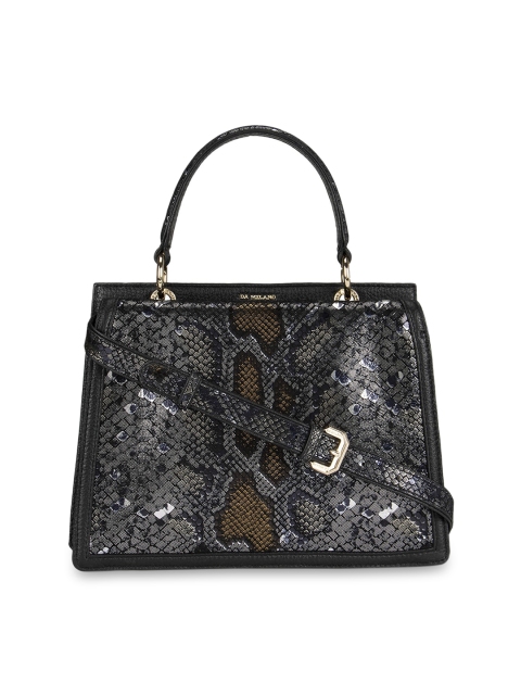 

Da Milano Silver-Toned & Gold-Toned Textured Handheld Bag