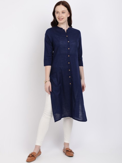

Vedic Women Blue Solid A-Line Kurta