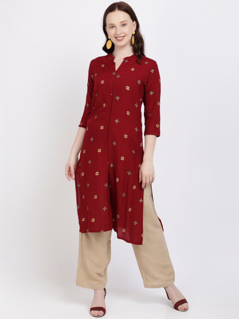 

Vedic Women Maroon A-Line Kurta