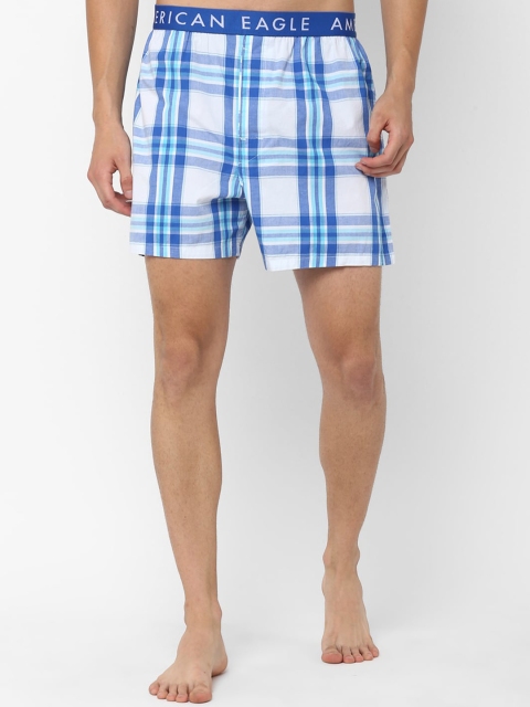 

AMERICAN EAGLE OUTFITTERS Men Blue Checked Regular Fit Regular Shorts