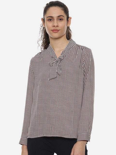 

Van Heusen Woman Maroon Self Design Top
