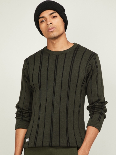 

UCLA Men Olive-Green & Black Striped Pullover Sweater