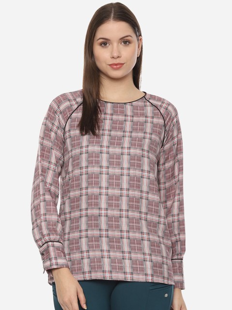 

Van Heusen Woman Brown Checked Top