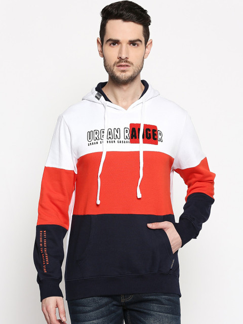 

Urban Ranger by pantaloons Men Orange & White Colourblocked Sweatshirt