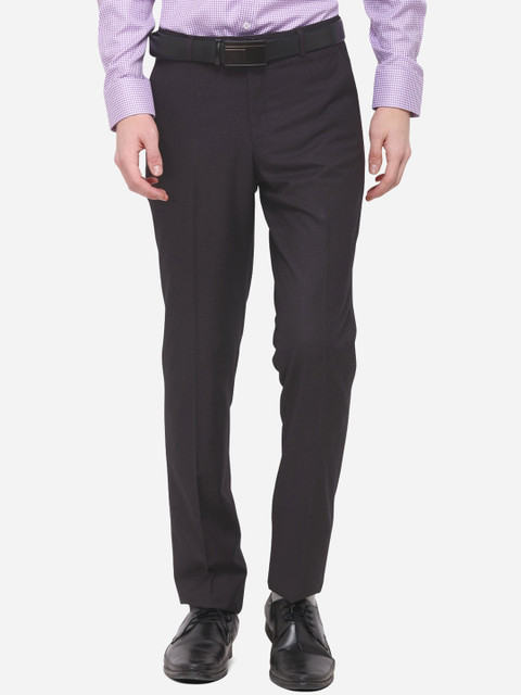 

METAL Men Purple Slim Fit Self Design Formal Trousers