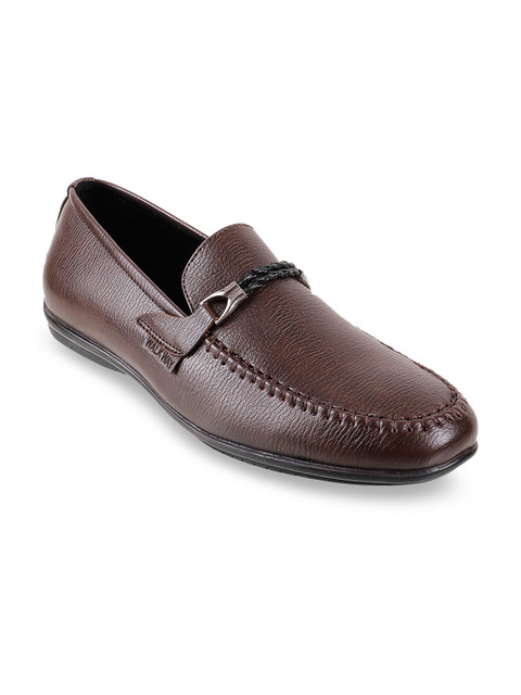 

WALKWAY Men Brown Textured Loafers