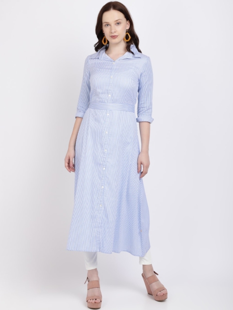

Vedic Women Blue Solid A-Line Kurta