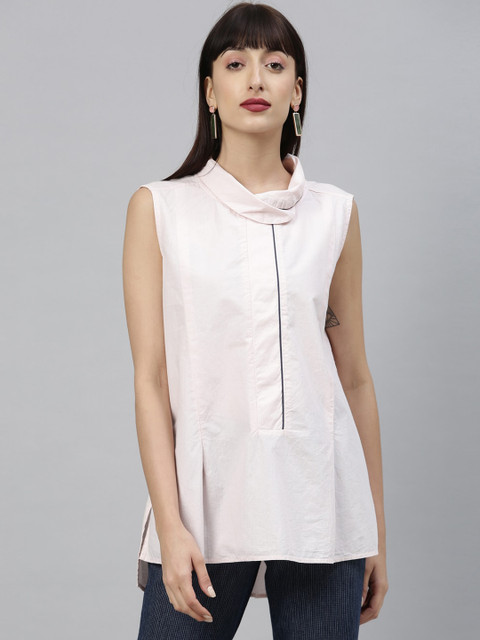 

RAREISM Women Pink Solid High-Low Top