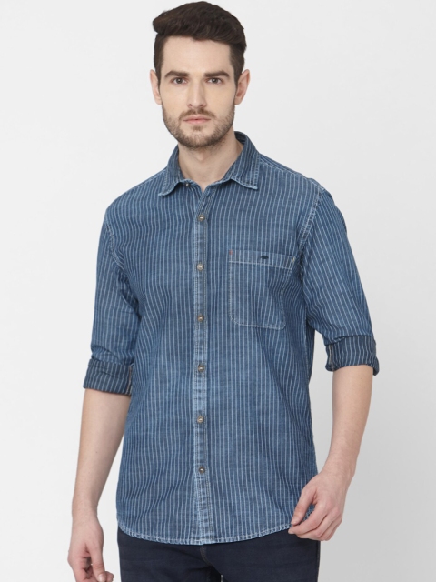 

Mufti Men Blue Slim Fit Striped Casual Shirt