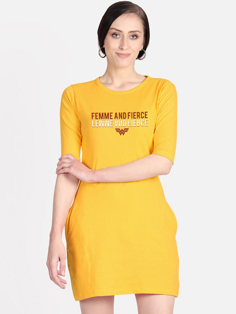 

Free Authority Wonder Woman Printed A-Line Yellow Dress for Women