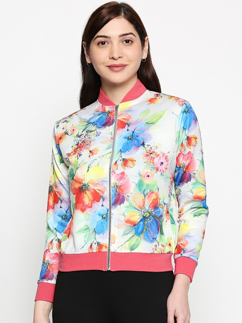 

inocenCia Women Multicoloured Printed Lightweight Bomber Jacket, Multi
