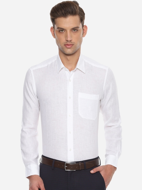 

Louis Philippe Men White Slim Fit Solid Linen Formal Shirt