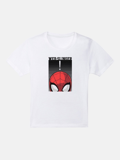

Kids Ville Boys White Spiderman Printed Round Neck T-shirt