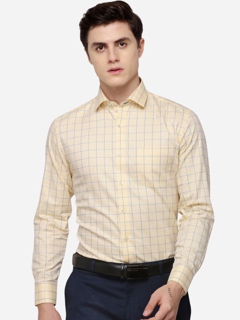 METAL Men Yellow Slim Fit Checked Casual Shirt