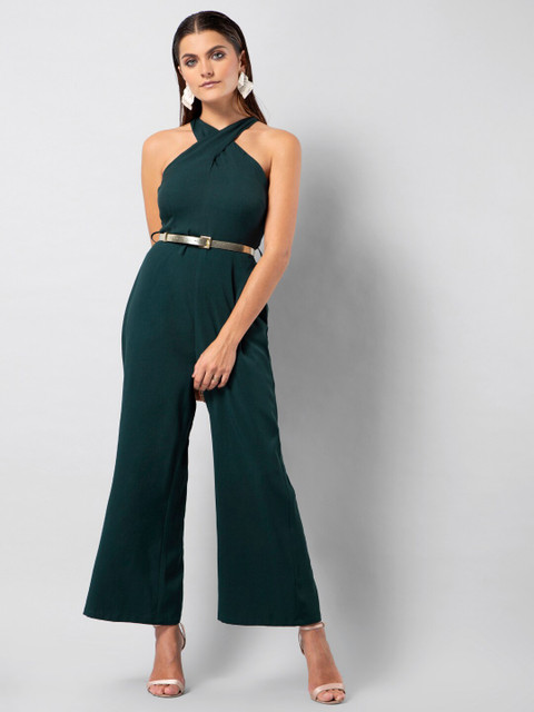 

FabAlley Women Green Solid Basic Jumpsuit