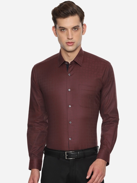 

Luxure by Louis Philippe Men Maroon Regular Fit Self Design Formal Shirt