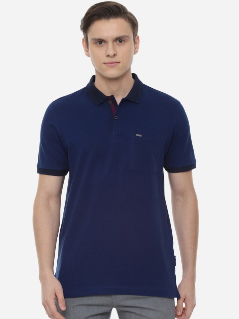 

Van Heusen Men Navy Blue Solid Polo Collar T-shirt