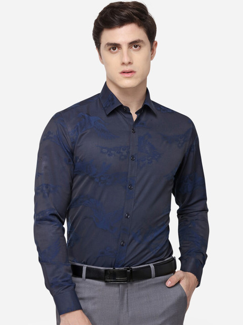 

JB STUDIO Men Navy Blue Slim Fit Printed Formal Shirt